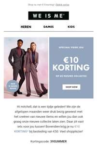 Bij WE Fashion nu 10 euro korting bij besteding van 50 euro