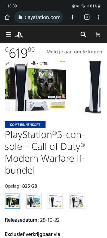 PlayStation5-console Call of Duty Modern Warfare II-bundel vanaf 28 oktober (geen loting)