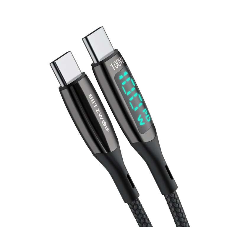 3 stuks BlitzWolf BW-TC23 USB-C naar USB-C kabel met LED-display voor €23,03 @ BangGood