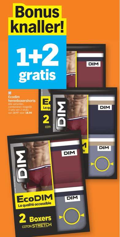 [GRENSDEAL BELGIË] Boxershorts van DIM 1+2 GRATIS = 6 stuks voor slechts €18,99!