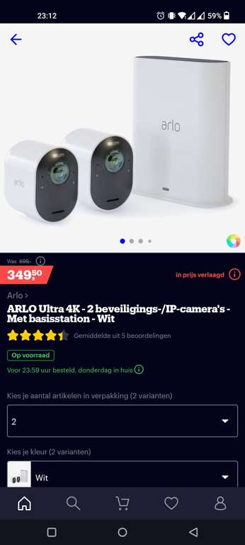 Arlo Ultra 4K beveiligingscamera 2pack incl. basisstation
