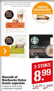 Nescafé of Starbucks Dolce Gusto 3 voor €8,99 euro @Coop