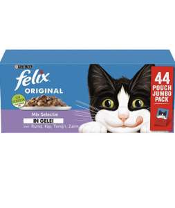 [Prime] Felix Mix Selectie in Gelei Kattenvoer Natvoer maaltijdzakjes met Rund, Kip, Zalm & Tonijn 44 x 85g (44 maaltijdzakjes; 3.7kg)