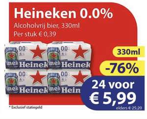 24 blikjes Heineken 0,0% @ Die Grenze (€0,76 per liter)