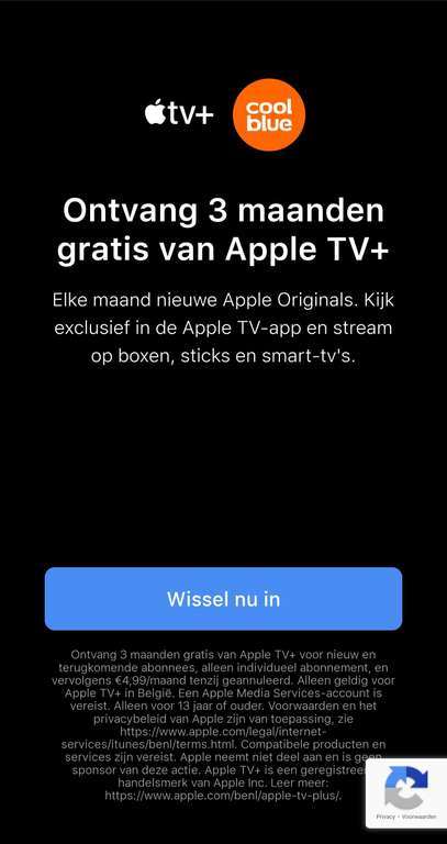 3 maanden gratis Apple TV+ via Coolblue