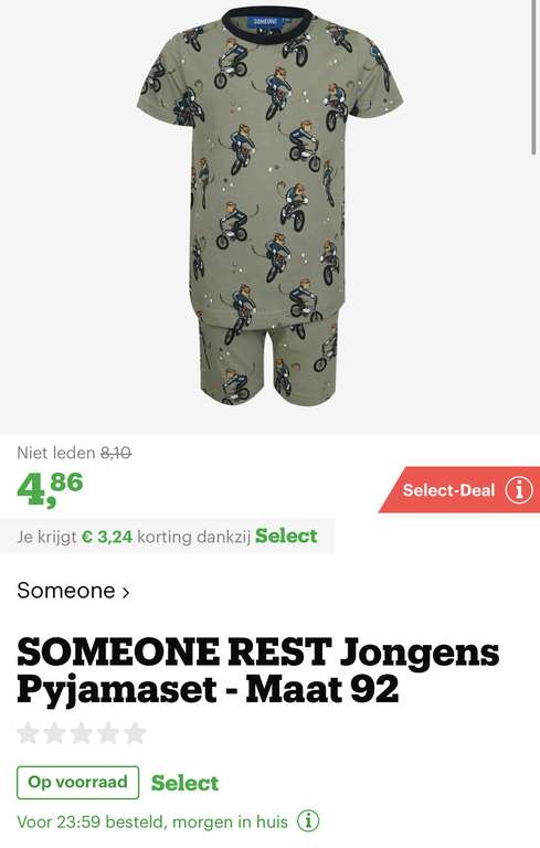 [select deal bol.com] SOMEONE REST Jongens Pyjamaset - Maat 92 €4,86