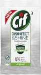 Cif Disinfect & Shine Wipes doden Original desinfecterende schoonmaakdoekjes, van 100% biologisch afbreekbaar textiel 5 x 75 doekjes