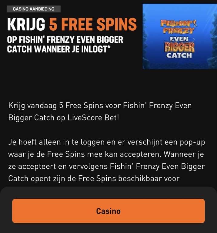 5 free spins op Fishin’ frenky even bigger catch bij LSB