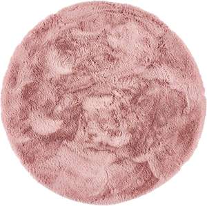 Schapenvacht imitatie kunstbont tapijt in Roze/lichtgrijs/wit 35cm