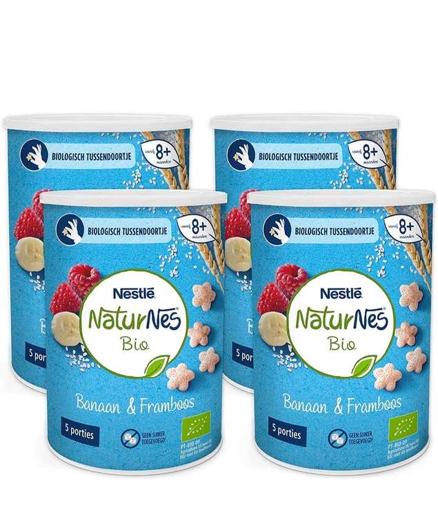 NaturNes Bio Nutripops Banaan Framboos - baby tussendoortje - vanaf 8 maanden - 4 stuks
