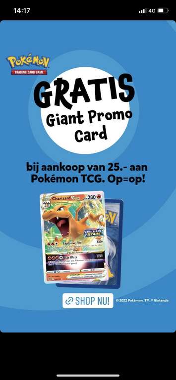 Gratis Pokemon tcg giant promo card bij 25 euro tcg kaarten