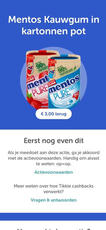 Mentos kauwgom pot voor €1 via Tikkie (AH)