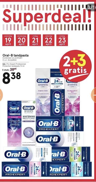 Oral-B tandpasta 2+3 gratis