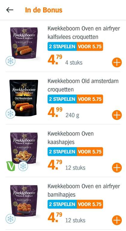 Bij de AH. Alle Kwekkeboom oven & airfryer Snacks: 2 stuks voor €5,75