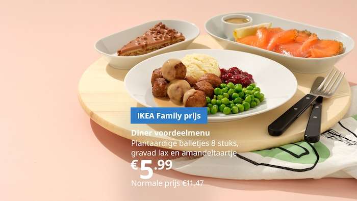 Ikea Diner voordeelmenu voor €6