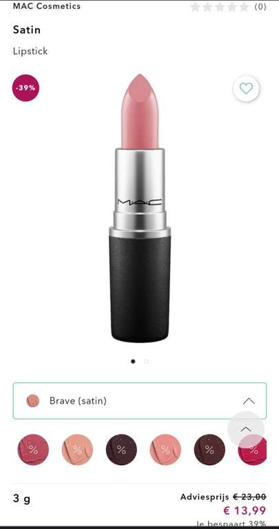 MAC Satin lipsticks voor €13,99 (Douglas)
