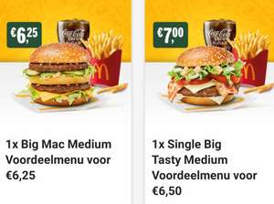 Big Mac medium menu nu €6,25 en de Single Big Tasty medium menu nu €7,00 @McDonald's