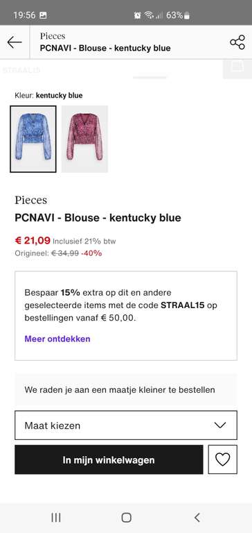 Pieces blouse 40% korting