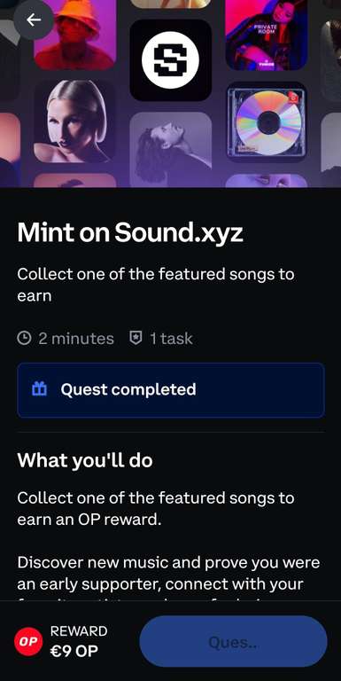 [Gratis geld] Coinbase Wallet Quest Mint on Sound.xyz €9
