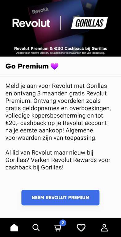 3 Maanden Gratis Revolut Premium & 20 Euro Cashback Via Gorilla's
