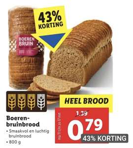 Lidl Boerenbruin brood heel (800g) voor €0.79