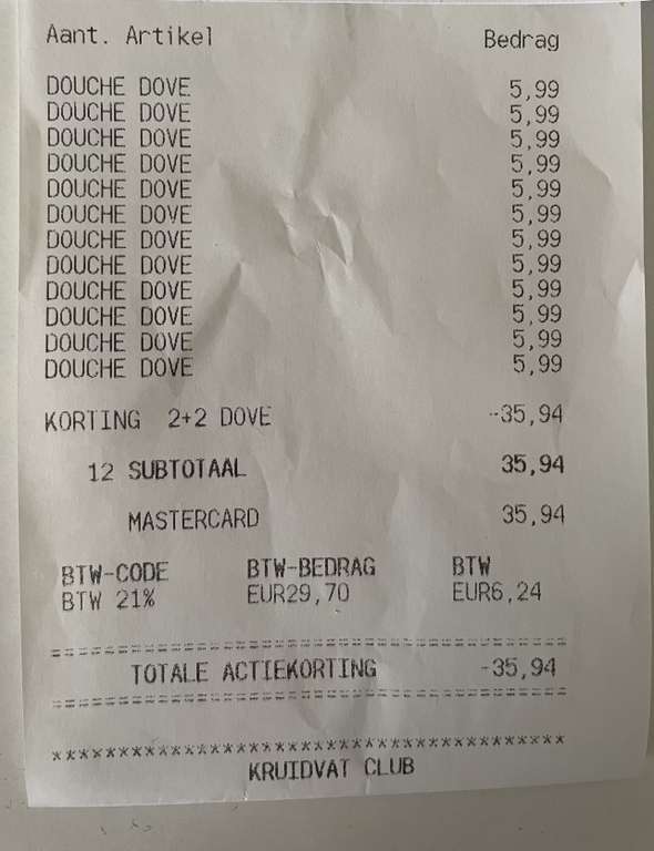 KORTINGSFOUT Kruidvat: 2 + 2 gratis bij 1 liter Dove body wash € 5,99