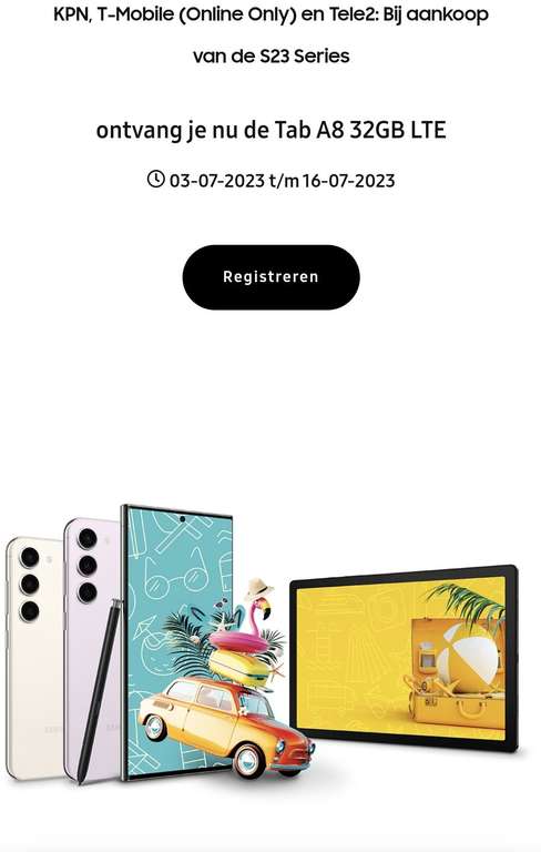 Gratis Samsung Tab A8 bij verlenging of aankoop van een S23 serie.