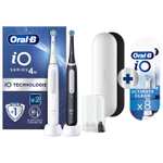 Twee Oral-B iO Series 4N elektronische tandenborstels (zwart & wit) met 2 opladers en 2 reis etuis, en 3 jaar garantie ipv 2