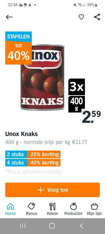 Unox knacks 3 blikjes a 400 gram