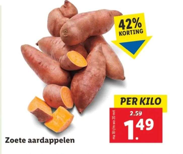 Zoete aardappelen 1kg €1,49 @LIDL