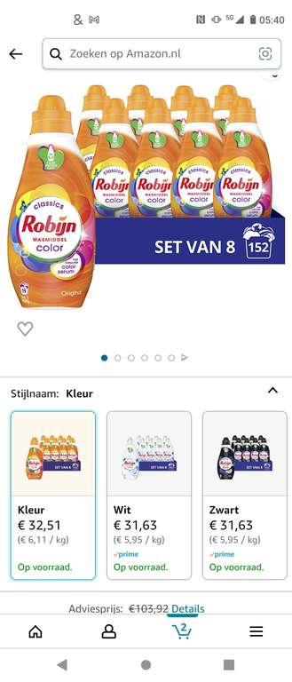 Robijn Klein & Krachtig Color vloeibaar wasmiddel - 8 x 19 wasbeurten - Voordeelverpakking