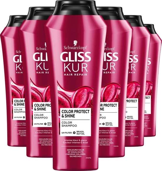 6 flessen Gliss Kur Color protect & shine