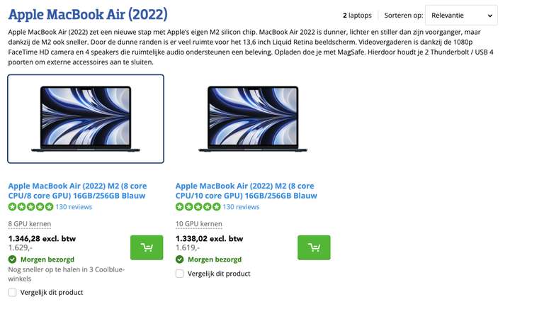 Macbook Air M2, 10core GPU voor de prijs van een 8-core GPU
