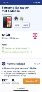 Sim only gratis Samsung Galaxy A14 met T-Mobile 128 gb
