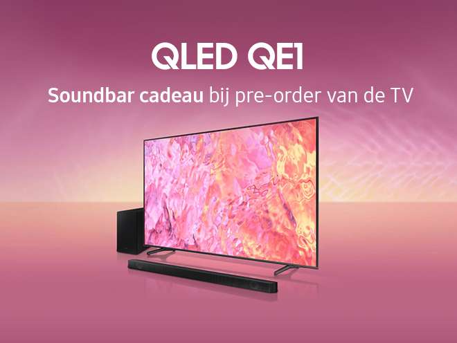 Tot €200 korting + 10% extra korting + gratis HW-B550 soundbar bij aankoop van de Samsung QLED 4K Smart TV QE1 (2023)