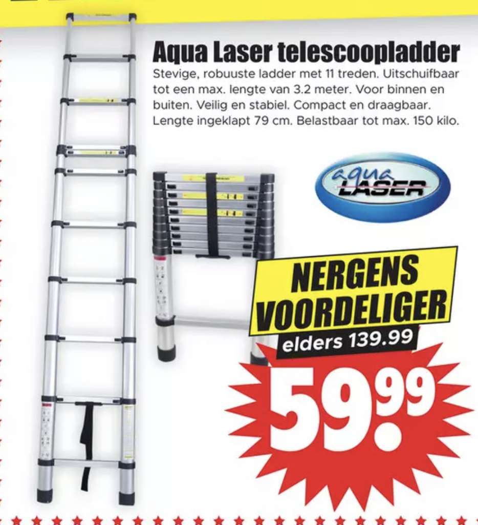 Grit binnen Boekhouder Dirk : Aqua Laser telescoopladder 3.2 m - Pepper.com