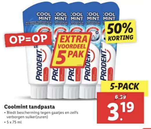 Prodent coolmint 5 pack voor € 3,19