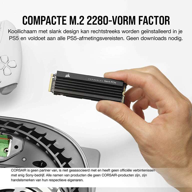 Corsair MP600 Pro LPX Gen4 x4 NVMe M.2 SSD 2TB (compatibel met PS5)