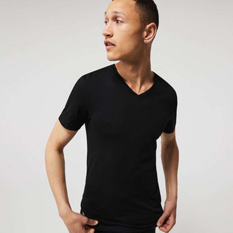 Lacoste Basic T-Shirt: 3x zwart // 3x wit // 3x zwart-wit-grijs | v-hals of ronde hals