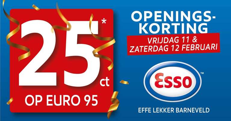 [Lokaal] Openingsactie Esso Barneveld: 25 cent per liter korting op Euro95