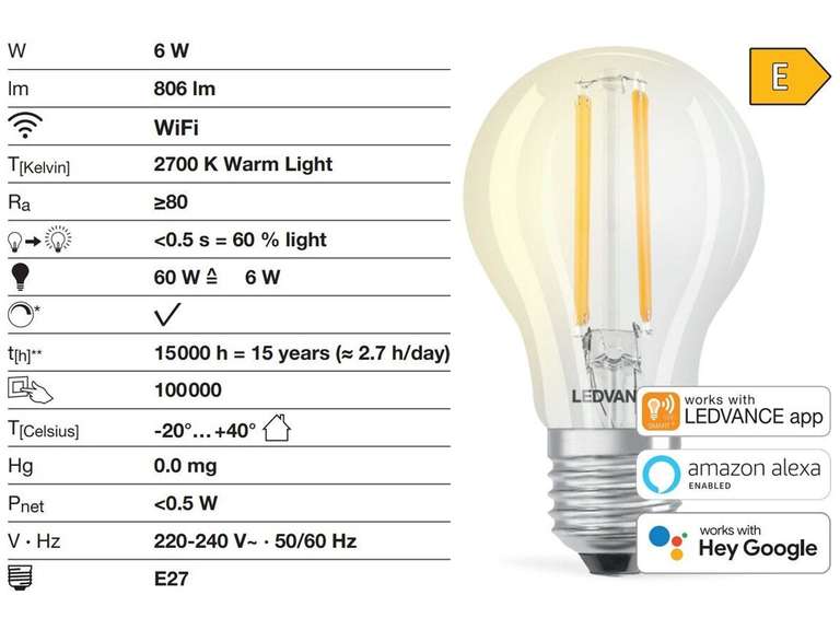 12x Ledvance Wifi Dimbare E27 LED Lamp | 6 W