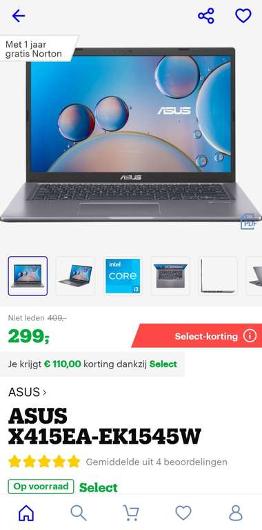 Select deal: Asus laptop 14" / FHD / i3 / 4GB / 128 GB