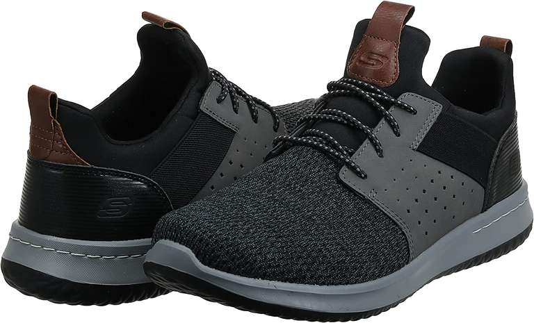 Skechers Delson- Camben Trainers, Black Black Grey Mesh W Synthetic Bkgy