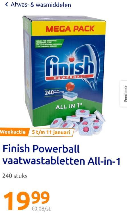 Finish powerball vaatwastabletten all-in-1 240 stuks €0,08/st