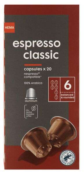 Aluminium koffiecups (Nespresso compatible): 2 dozen voor €4,05 @ HEMA