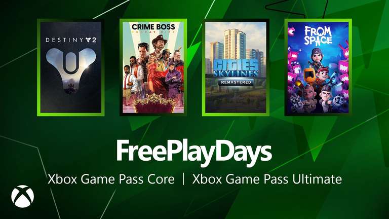 Xbox Free Play Days - Crime Boss: Rockay City, Cities: Skylines Remastered, From Space (CORE/GPU-leden) / Destiny 2 Expansions (alle speler)