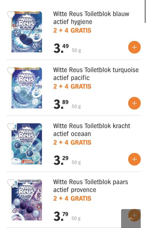 Witte Reus toiletblok 2 + 4 gratis