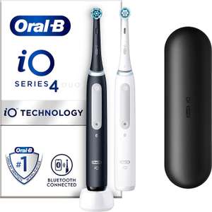 Mooie prijs Oral-B iO 4 set met 2 elektrische tandenborstels, zwart en wit, bluetooth, 2 borstels, 1 reisetui