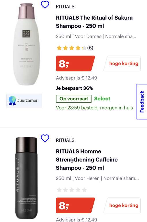 Rituals haarproducten €8,00 || Bol.com