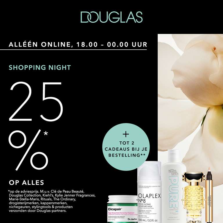 Shopping Night = 25% korting + tot 2 beautyproducten cadeau